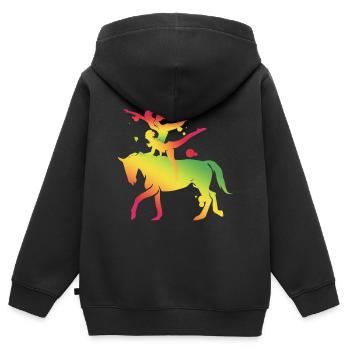 Voltigieren Teampferd - Kinder Premium Organic Zip Hoodie - Schwarz - Hinten - AI Model Kid Male (0cm)
