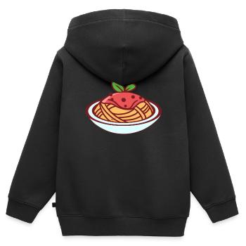Spaghettis - Sweat Premium à capuche zippé enfant bio - noir - Dos - AI Model Kid Male (0cm)