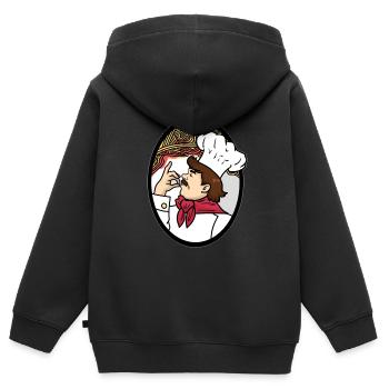 Chef spaghetti - Sweat Premium à capuche zippé enfant bio - noir - Dos - AI Model Kid Male (0cm)