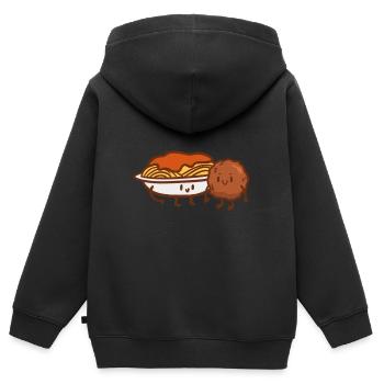 Spaghettis - Sweat Premium à capuche zippé enfant bio - noir - Dos - AI Model Kid Male (0cm)
