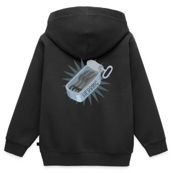 Sardines de hareng - Sweat Premium à capuche zippé enfant bio - noir - Dos - AI Model Kid Male (0cm)