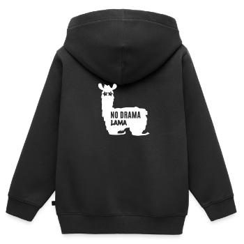 Lama - Lama / NO DRAMA LAMA - Sweat Premium à capuche zippé enfant bio - noir - Dos - AI Model Kid Male (0cm)