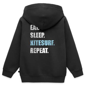 Kitesurf Kitesurf Kitesurf Kitesurf - Sweat Premium à capuche zippé enfant bio - noir - Dos - AI Model Kid Male (0cm)