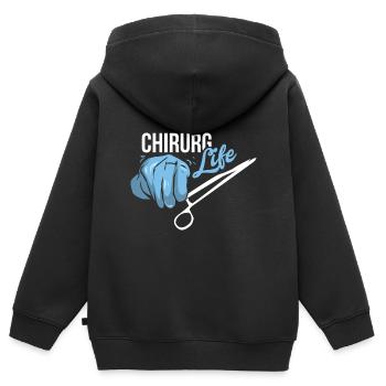 Chirurg - Kinder Premium Organic Zip Hoodie - Schwarz - Hinten - AI Model Kid Male (0cm)