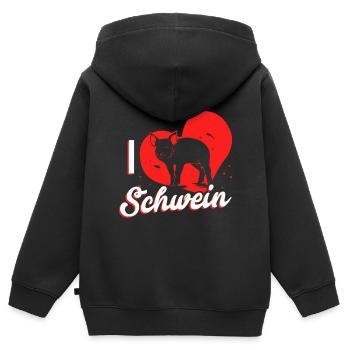Cadeau d'amour de porc - Sweat Premium à capuche zippé enfant bio - noir - Dos - AI Model Kid Male (0cm)