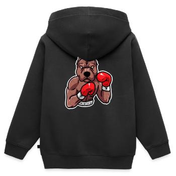 Hund Boxen Sport Kampf Match Boxen Schlag Fight - Kinder Premium Organic Zip Hoodie - Schwarz - Hinten - AI Model Kid Male (0cm)