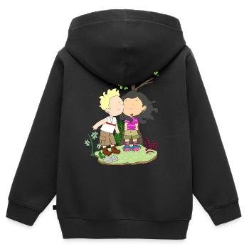 Liebes paar kuss geschenk shirt - Kinder Premium Organic Zip Hoodie - Schwarz - Hinten - AI Model Kid Male (0cm)