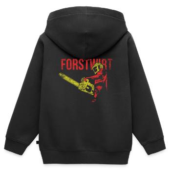 Travaux forestiers - Sweat Premium à capuche zippé enfant bio - noir - Dos - AI Model Kid Male (0cm)
