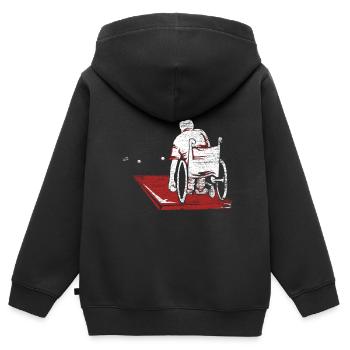 Boccia Rollstuhl Athlet - Kinder Premium Organic Zip Hoodie - Schwarz - Hinten - AI Model Kid Male (0cm)