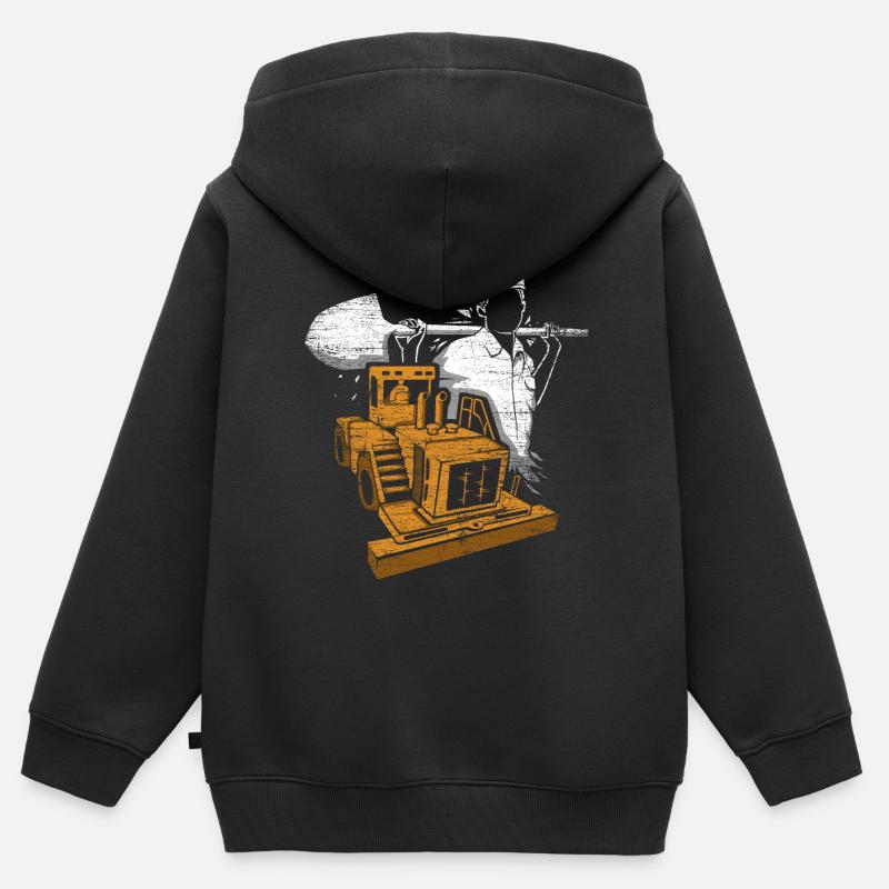 Straßenbauer Straße Regalo - Felpa Premium con cappuccio con zip bambino bio - nero