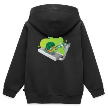 witizge schildkröte auf laufband - Kinder Premium Organic Zip Hoodie - Schwarz - Hinten - AI Model Kid Male (0cm)