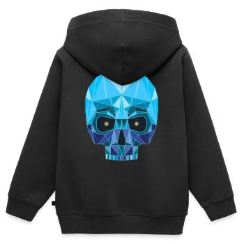 Tête de mort saphir - Sweat Premium à capuche zippé enfant bio - noir - Dos - AI Model Kid Male (0cm)