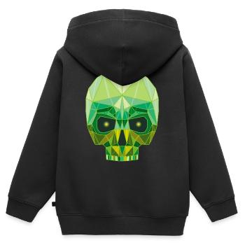Tête de mort émeraude - Sweat Premium à capuche zippé enfant bio - noir - Dos - AI Model Kid Male (0cm)