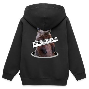 Underground Resistance - Murmeltier - Kinder Premium Organic Zip Hoodie - Schwarz - Hinten - AI Model Kid Male (0cm)