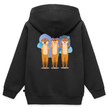 erdmänchen - Kinder Premium Organic Zip Hoodie - Schwarz - Hinten - AI Model Kid Male (0cm)