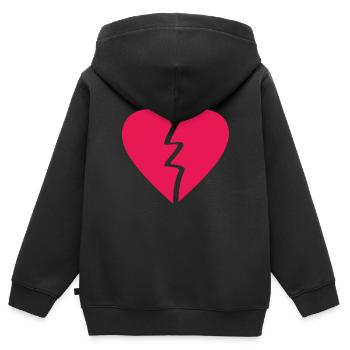 Cœur brisé - Sweat Premium à capuche zippé enfant bio - noir - Dos - AI Model Kid Male (0cm)
