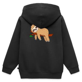 Faultier - Kinder Premium Organic Zip Hoodie - Schwarz - Hinten - AI Model Kid Male (0cm)