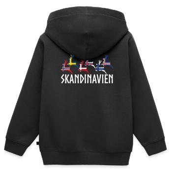 Skandinavien Elch Norwegen Schweden Dänemark - Kinder Premium Organic Zip Hoodie - Schwarz - Hinten - AI Model Kid Male (0cm)