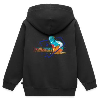 Surpère cadeau polygone - Sweat Premium à capuche zippé enfant bio - noir - Dos - AI Model Kid Male (0cm)
