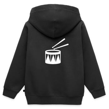 Drums - Trommel - Musiker - Kinder Premium Organic Zip Hoodie - Schwarz - Hinten - AI Model Kid Male (0cm)
