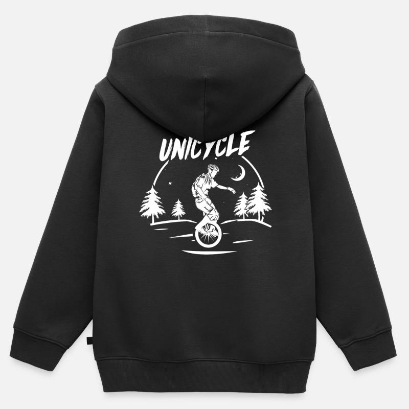 monocycle - Sweat Premium à capuche zippé enfant bio - noir