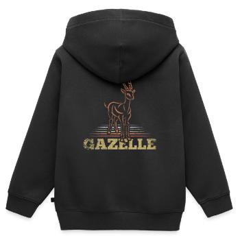 Antilope gazelle - Sweat Premium à capuche zippé enfant bio - noir - Dos - AI Model Kid Male (0cm)
