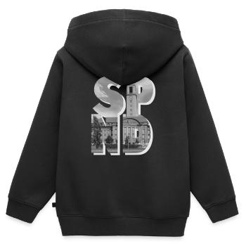 Spandau - Kinder Premium Organic Zip Hoodie - Schwarz - Hinten - AI Model Kid Male (0cm)