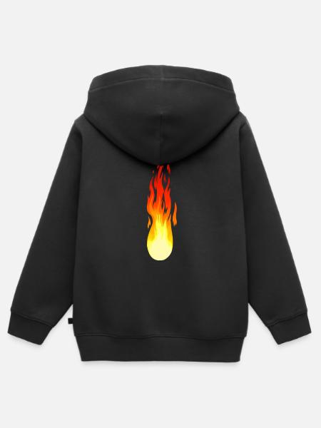 Flame Fire Comet Inferno Vuur vurige hitte - Kinder Premium zip hoodie biologisch - zwart