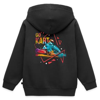 GoKart Polygone - Sweat Premium à capuche zippé enfant bio - noir - Dos - AI Model Kid Male (0cm)