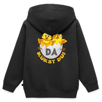 Da kükst Du! - Kinder Premium Organic Zip Hoodie - Schwarz - Hinten - AI Model Kid Male (0cm)