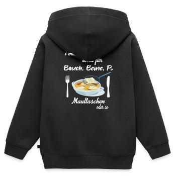 Maultaschen Schwäbisch Schwaben Essen Spruch - Kinder Premium Organic Zip Hoodie - Schwarz - Hinten - AI Model Kid Male (0cm)