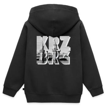Kreuzberg - Kinder Premium Organic Zip Hoodie - Schwarz - Hinten - AI Model Kid Male (0cm)
