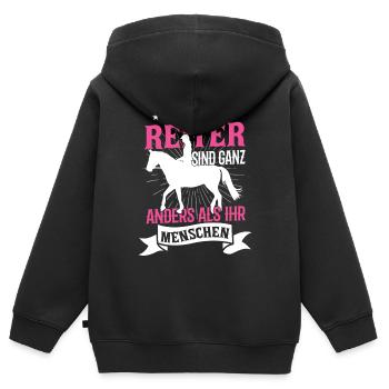 Équitation Cheval Sort Équestres Reitschule - Sweat Premium à capuche zippé enfant bio - noir - Dos - AI Model Kid Male (0cm)