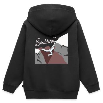 Bouldern - Kinder Premium Organic Zip Hoodie - Schwarz - Hinten - AI Model Kid Male (0cm)