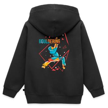 Bouldern - Kinder Premium Organic Zip Hoodie - Schwarz - Hinten - AI Model Kid Male (0cm)