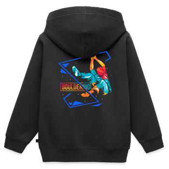 Bouldern - Kinder Premium Organic Zip Hoodie - Schwarz - Hinten - AI Model Kid Male (0cm)