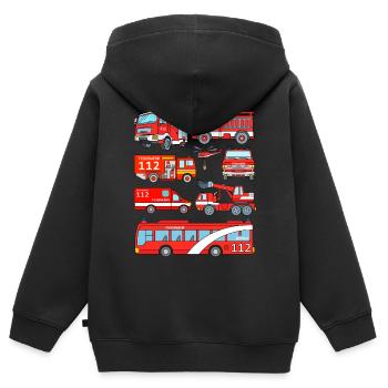 Feuerwehr Fahrzeuge Deutschland - Kinder Premium Organic Zip Hoodie - Schwarz - Hinten - AI Model Kid Male (0cm)