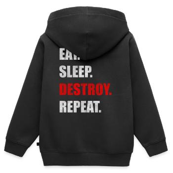 Destroy destruction destroyer saying gift - Kids Premium Organic Zip-up Hoodie - black - Back - AI Model Kid Male (0cm)
