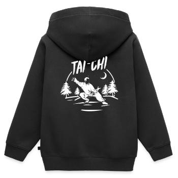 Tai chi - Sweat Premium à capuche zippé enfant bio - noir - Dos - AI Model Kid Male (0cm)