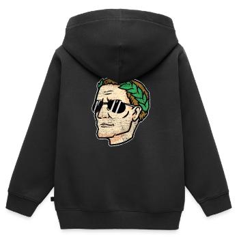 Julius Ceasar Geschenk - Kinder Premium Organic Zip Hoodie - Schwarz - Hinten - AI Model Kid Male (0cm)