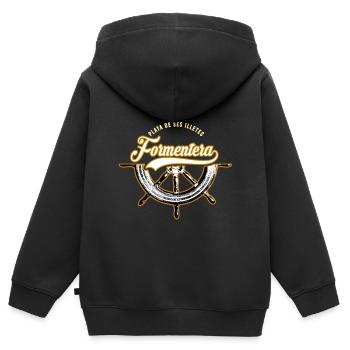 Formentera Spanien Mittelmeer Bootstour Reisen - Kinder Premium Organic Zip Hoodie - Schwarz - Hinten - AI Model Kid Male (0cm)