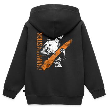 Chapman Stick Cadeau - Sweat Premium à capuche zippé enfant bio - noir - Dos - AI Model Kid Male (0cm)