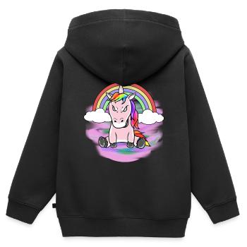 Horror Einhorn böse Dämon Fantasy Halloween - Kinder Premium Organic Zip Hoodie - Schwarz - Hinten - AI Model Kid Male (0cm)