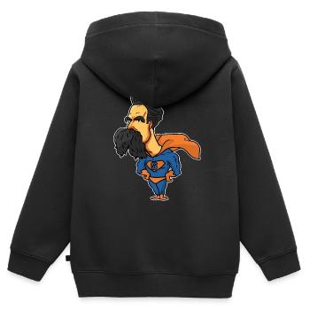 Friedrich Nietzsche - Sweat Premium à capuche zippé enfant bio - noir - Dos - AI Model Kid Male (0cm)