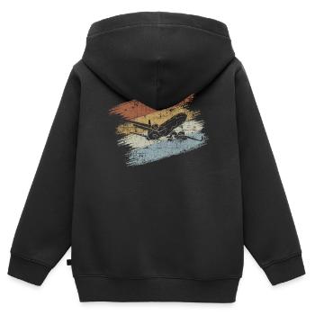 Avion avion avion - Sweat Premium à capuche zippé enfant bio - noir - Dos - AI Model Kid Male (0cm)
