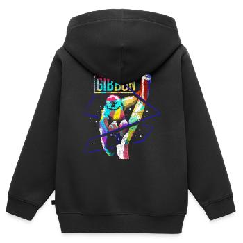 Gibbon-Polygon - Kinder Premium Organic Zip Hoodie - Schwarz - Hinten - AI Model Kid Male (0cm)