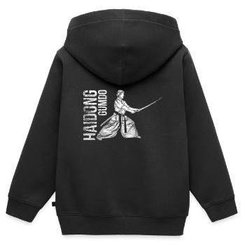 Haidong Gumdo cadeau - Sweat Premium à capuche zippé enfant bio - noir - Dos - AI Model Kid Male (0cm)