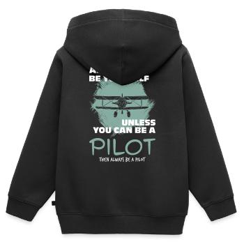 Pilot - Kinder Premium Organic Zip Hoodie - Schwarz - Hinten - AI Model Kid Male (0cm)