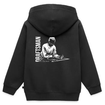 dessinateur - Sweat Premium à capuche zippé enfant bio - noir - Dos - AI Model Kid Male (0cm)