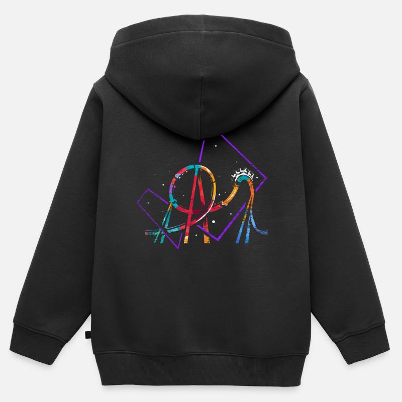 Roller coaster polygon gift - Kids Premium Organic Zip-up Hoodie - black
